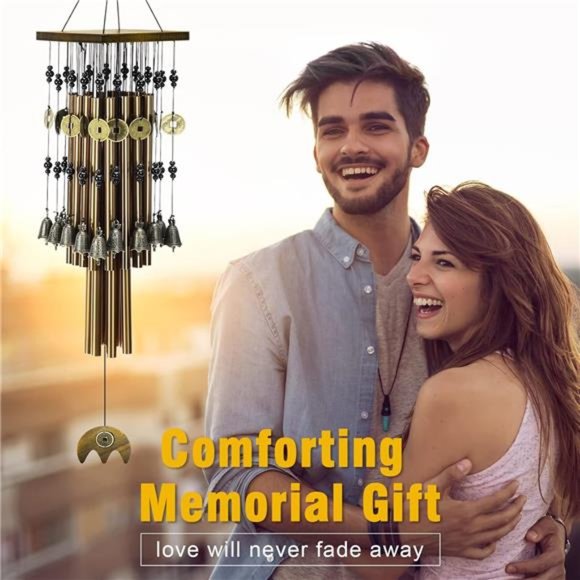 Wind Chimes for Outside,30"Memorial WindChimes with 2Copper Tubes & 16CopperBell - Picture 4 of 6